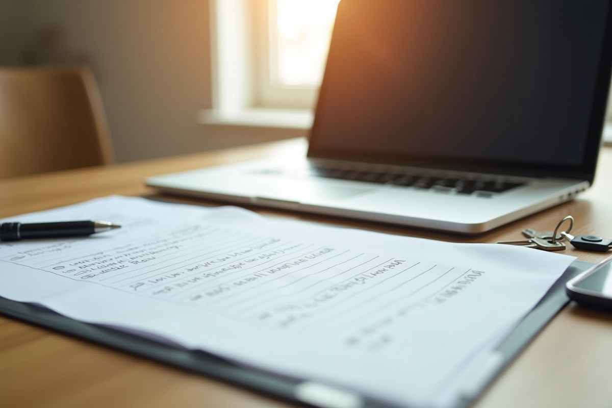 Espace de travail avec ordinateur et papiers pour organiser un move