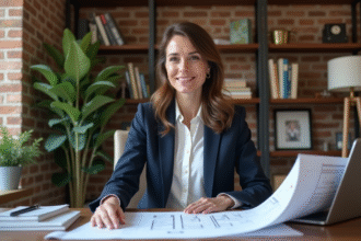 Femme architecte en bureau moderne pour renovation