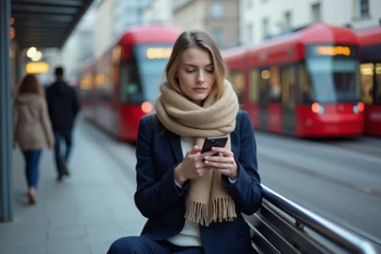Jeune femme examine des annonces immobilières à Strasbourg
