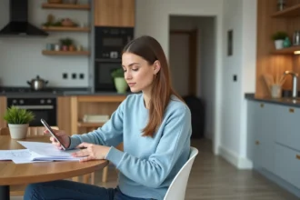 Jeune femme professionnelle dans un Airbnb moderne