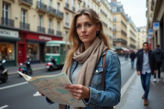 Femme regardant une carte dans le 3e arrondissement de Mille