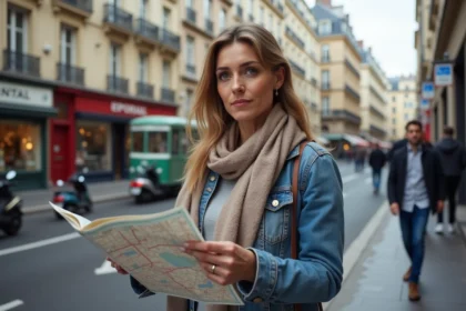 Femme regardant une carte dans le 3e arrondissement de Mille
