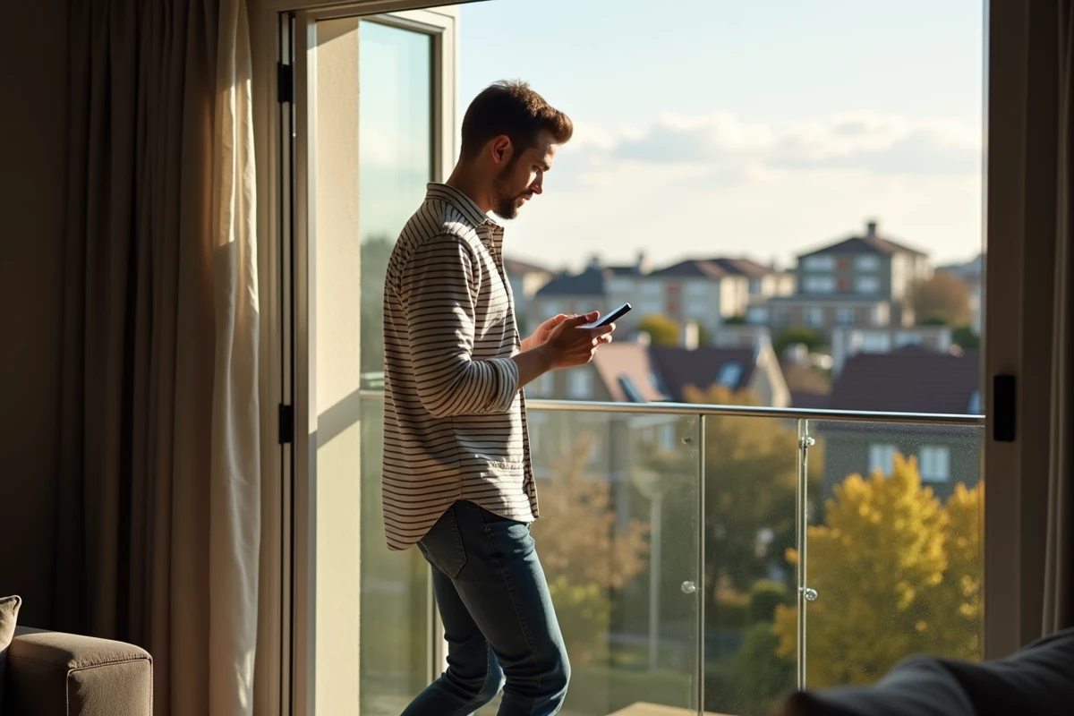 Jeune homme sur le balcon d